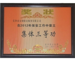 2012年度保安工作集体三等功
