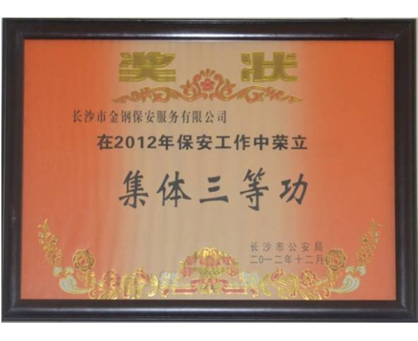 2012年度保安工作集体三等功