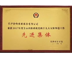 2017年度全市内保系统党的十九大安保维稳工作先进集体荣誉称号