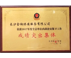 2017年度全县单位内部治安保卫工作成绩突出集体