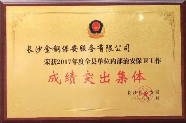 2017年度全县单位内部治安保卫工作成绩突出集体