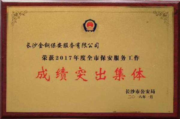 2017年度全市保安服务工作成绩突出集体