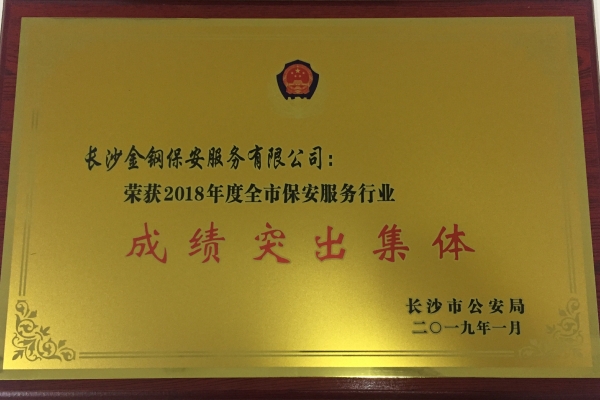 2018年全市保安服务行业成绩突出集体
